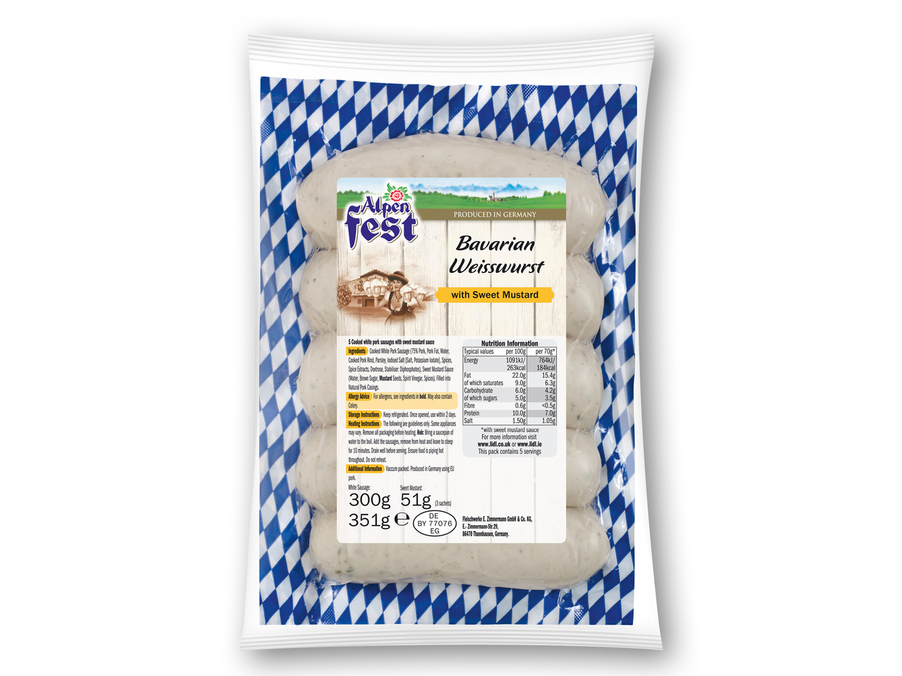 ALPENFEST Weißwurst med sennep