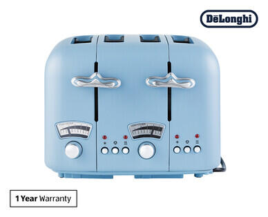 De'Longhi Argento Flora 4-Slice Toaster - Agave Blue or Jasmine Beige
