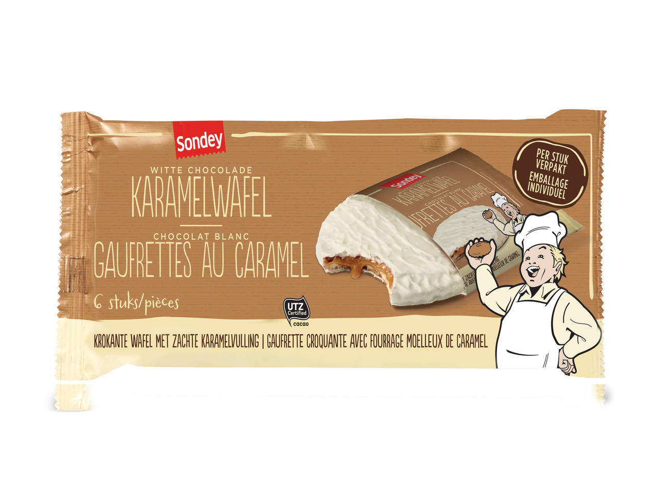 Karamelwafels met witte chocolade