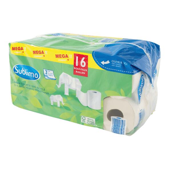 SUBLIMO(R) 				Toiletpapier van gerecycleerd papier, 16 st.