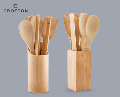 CROFTON Küchenutensilien inkl. Halter aus Bambus, 7-teilig