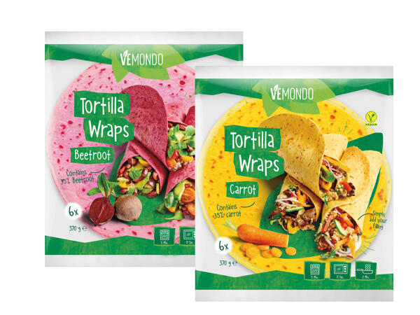 Beetroot or Carrot Tortilla Wraps