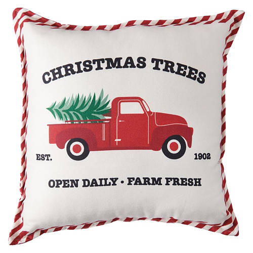 17" x 17" Holiday Decor Pillow - Red Truck