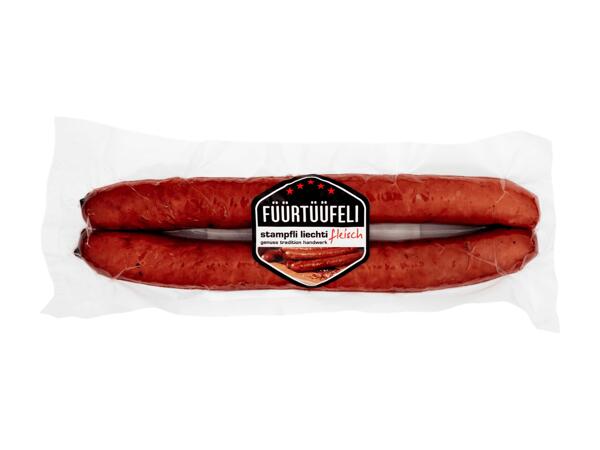 Saucisse épicée "Füürtüüfeli" (action valable uniquement en Suisse alémanique)