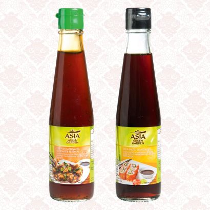 Sojasauce oder Teriyaki-Marinade