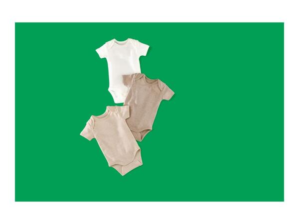 LUPILU Beige & White Baby Short-Sleeve Bodysuits - 3 Pack