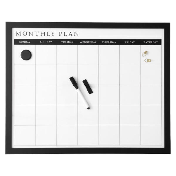 Pembrook Black Frame Monthly Dry Erase Board