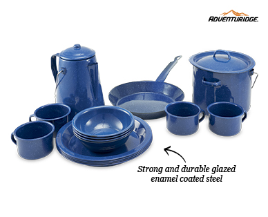ENAMEL CAMPING COOK SET 15PC