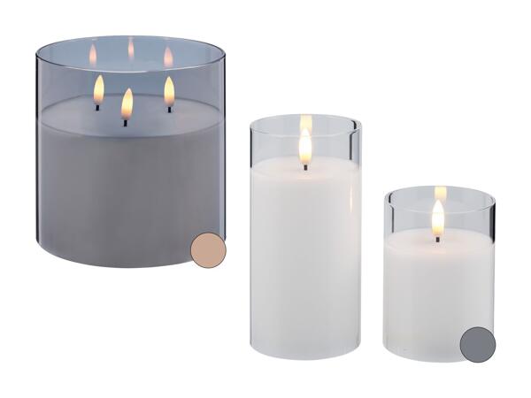Bougie(s) en cire véritable à LED en bocal de verre