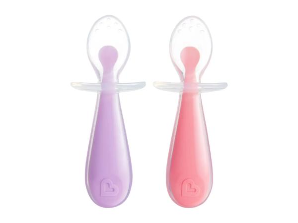 Munchkin 2 Silicone Training Spoons - Lilac & Red