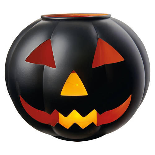 Large LED Metal Jack O Lantern, Black