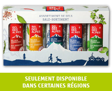 Swisspack de sel des Alpes bio Assortiment de sels aux herbes