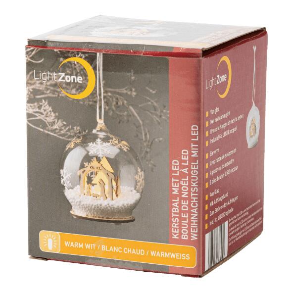 LIGHT ZONE(R) 				Glas-LED-Weihnachtskugel