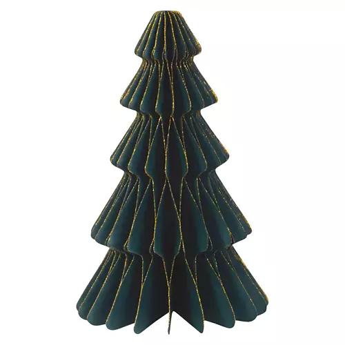 Set of 2 Holiday Paper Trees, Green with Gold Accent