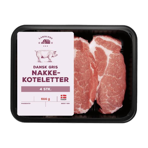 Nakkekoteletter af dansk gris