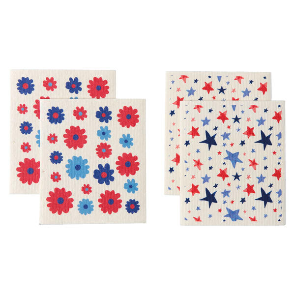 Crofton Patriotic Flowers Swedish Dish Cloths - 4Pk