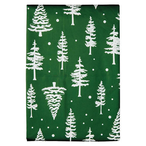 60" x 84" Holiday Vinyl Tablecloth - Trees