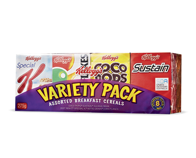 KELLOGG'S(R) BREAKFAST CEREAL VARIETY PACK 8PK/275G