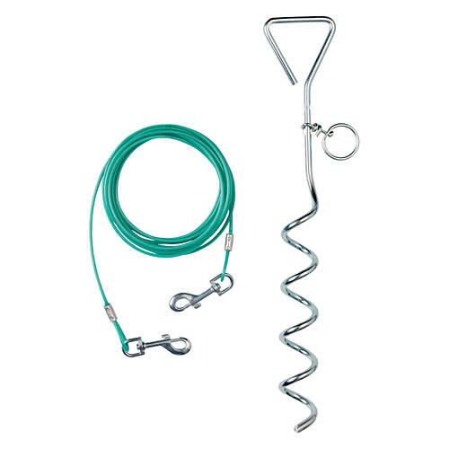 16 Feet Dog Run Cable & Stake - Blue