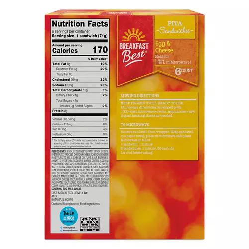 Egg & Cheese Pita Sandwiches, 6 count