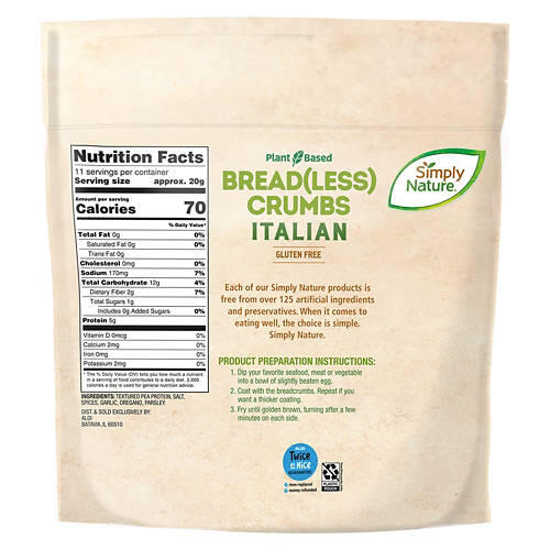 Gluten Free Italian Breadless Crumbs, 8 oz