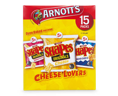Arnott's Shapes Cheese Lovers Multipack 15pk/375g