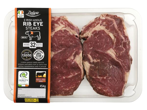 2 Dry Aged Angus Rib Eye Steaks