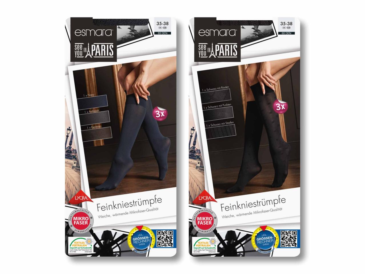 Mi-bas fins, 3 paires1