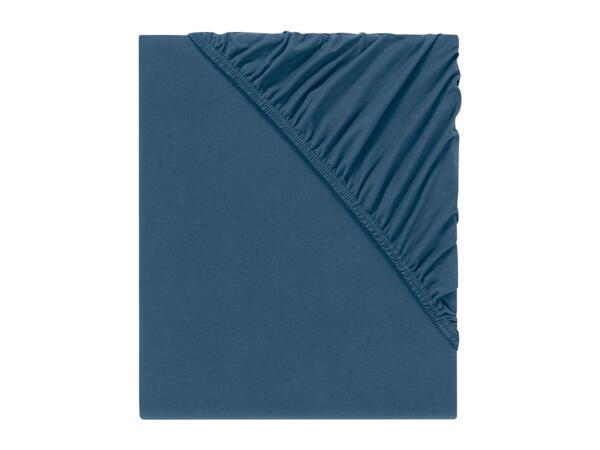Livarno Home Microfibre Jersey Fitted Sheet - Double - Blue