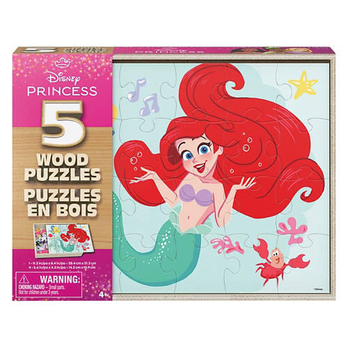 Kids 5 Piece Wooden Jigsaw Puzzle - Disney Princess