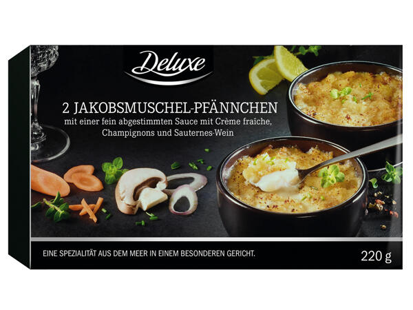 2 Pfännchen mit Jacobsmuscheln
