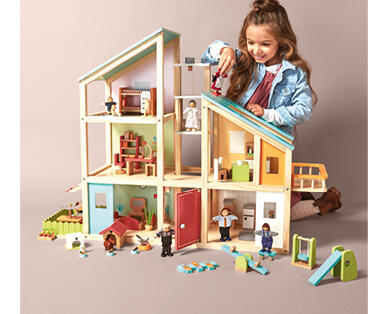 Coloured Wooden Doll's House