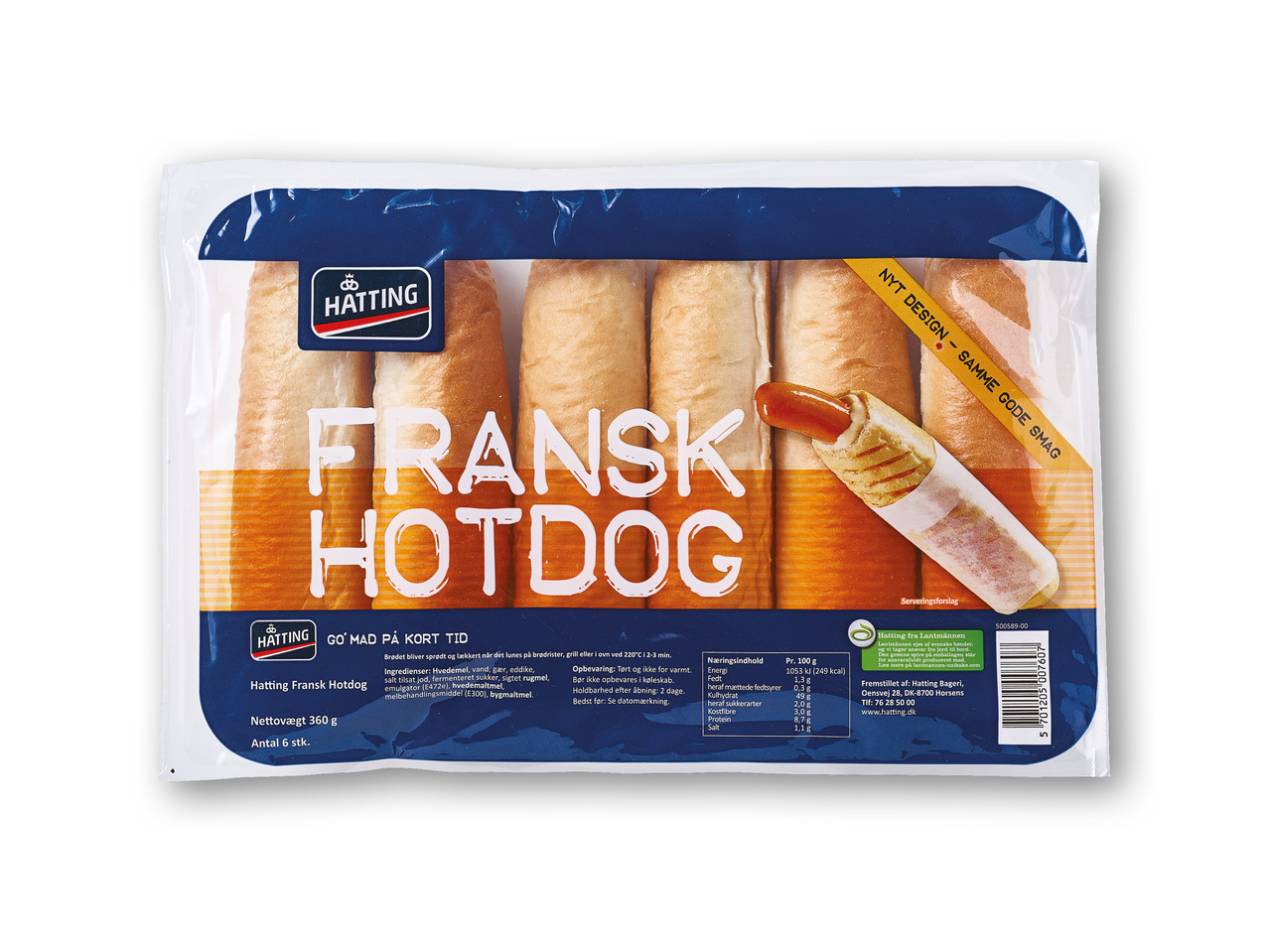 HATTING Fodboldburgerbolle eller fransk hotdog-brød