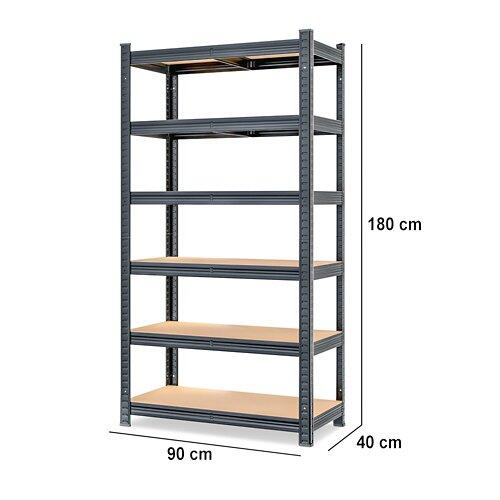 Schwerlastregal 180 x 90 x 40 cm schwarz Premium MZL6