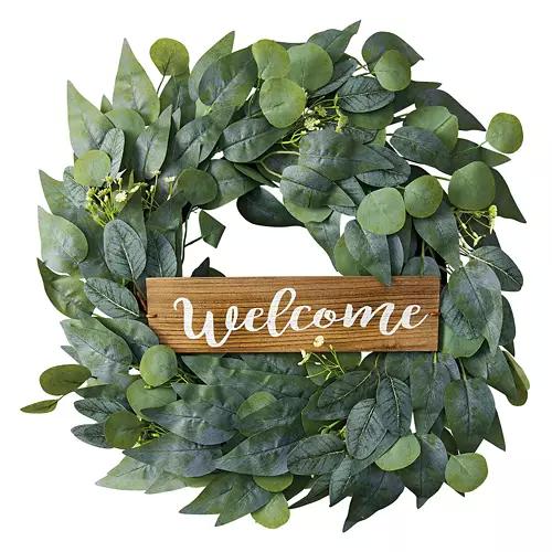 Welcome Eucalyptus Wreath, 22"