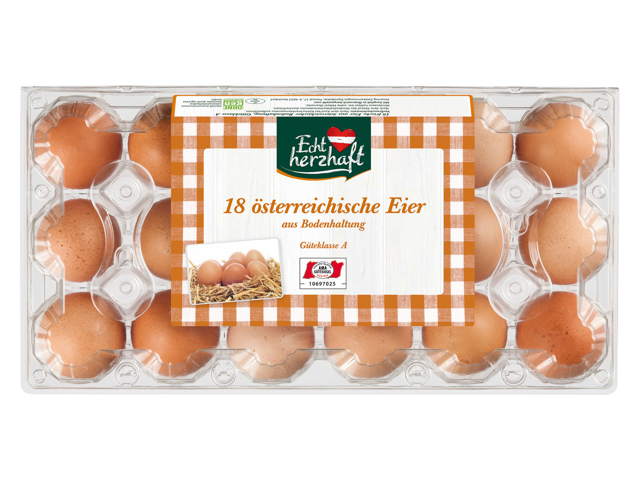 ECHT HERZHAFT 18 Eier aus Bodenhaltung