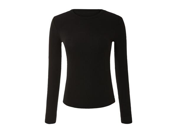 Esmara Ladies' Long-Sleeve Ribbed Top - Black