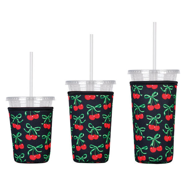 LIVE IN STYLE Cherry/Black Neoprene Drink Sleeve - 3pk