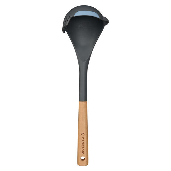 Crofton Blue Ladle Silicone Edge Wooden Utensil