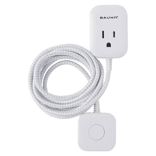 6' One Outlet Tapper Fabric Power Extension Cord, White