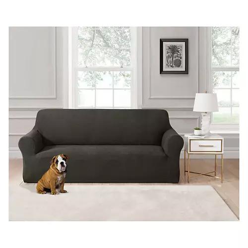 88" Long Snugfit Sofa Cover, Dark Gray