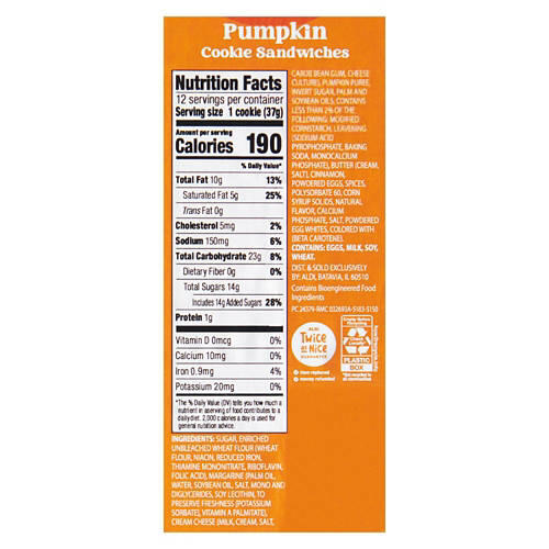 Pumpkin Sandwich Cookies, 12 count