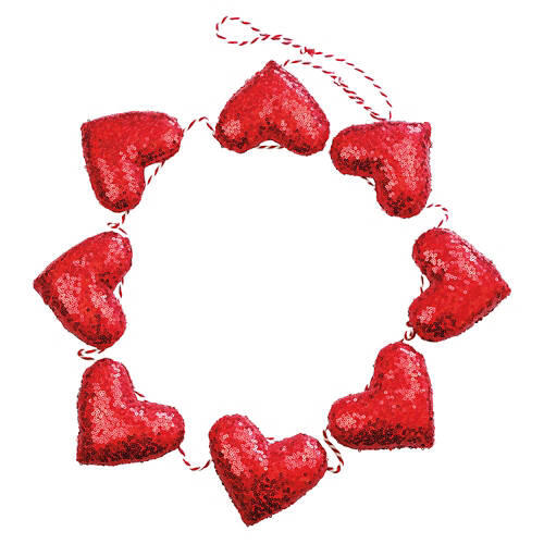 Valentine's Day Garland - Red Sequin Hearts