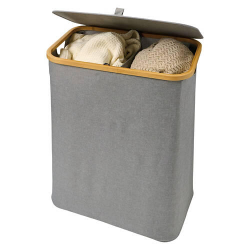 Bamboo Collapsible Hamper, Gray