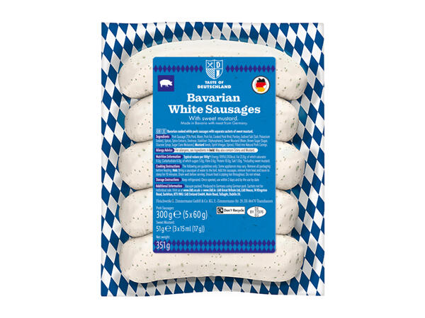 Taste Of Deutschland 5 Bavarian White Sausages with Sweet Mustard