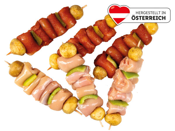Frische Hendlspieße