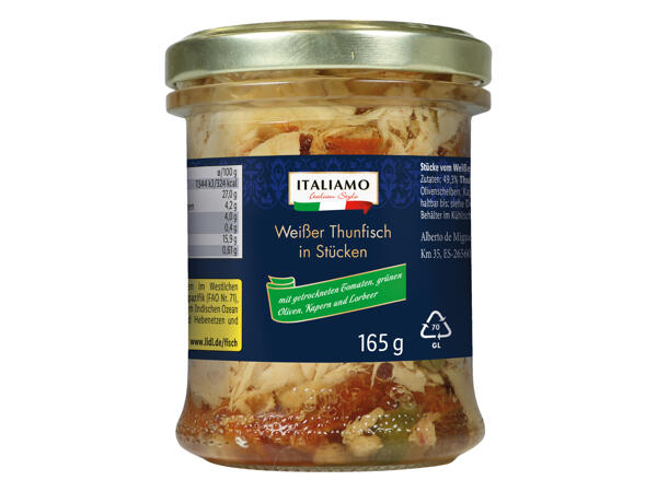 Weißer Thunfisch in Stücken
