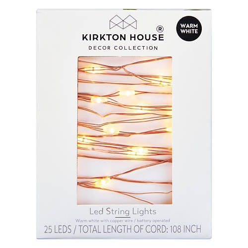 108" Long Warm White LED String Lights with Copper Wire