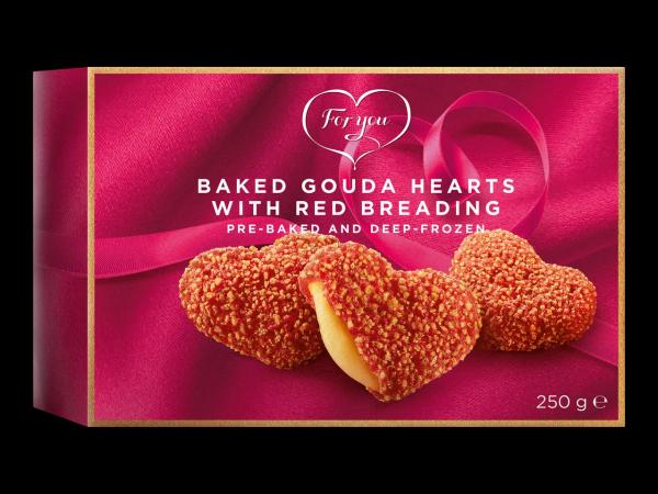 Baked Gouda Hearts with Red Breading