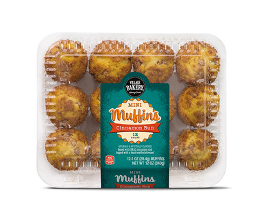 Village Bakery Mini Muffins Banana Chocolate Chip or Cinnamon Roll